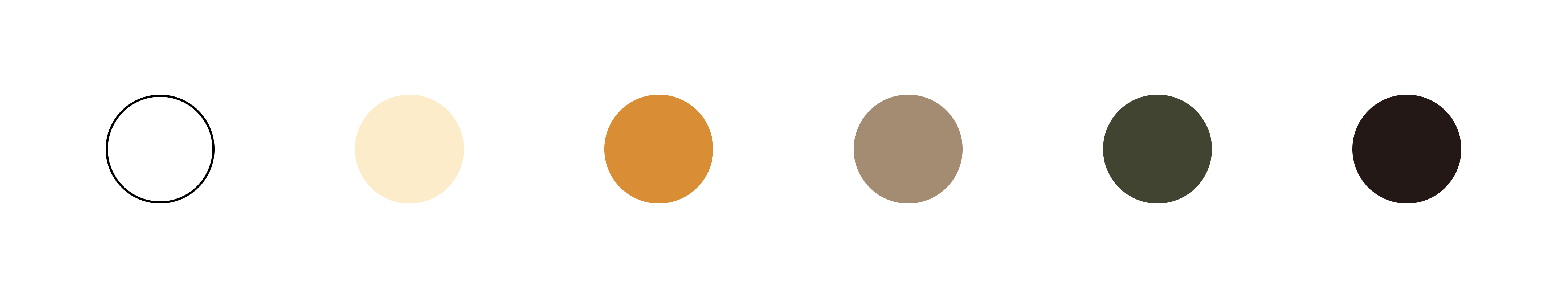 Livae palette of ivory, ochre, taupe, moss, and deep brown
