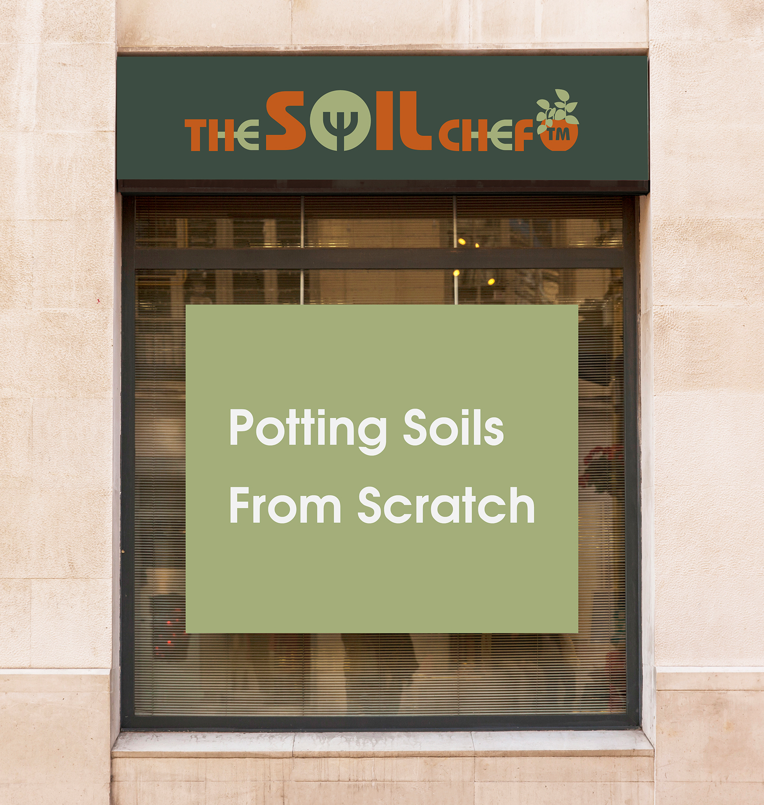The Soil Chef storefront and window graphics