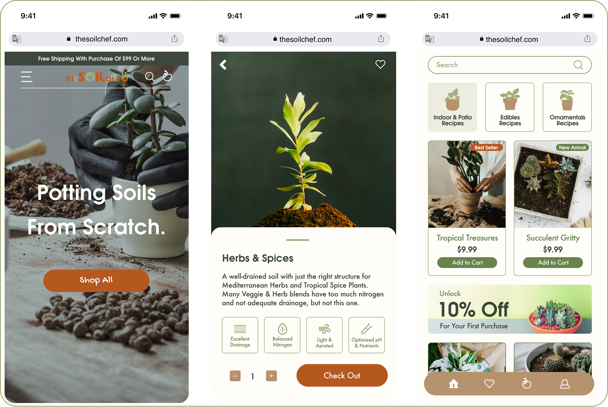 The Soil Chef mobile shopping experience