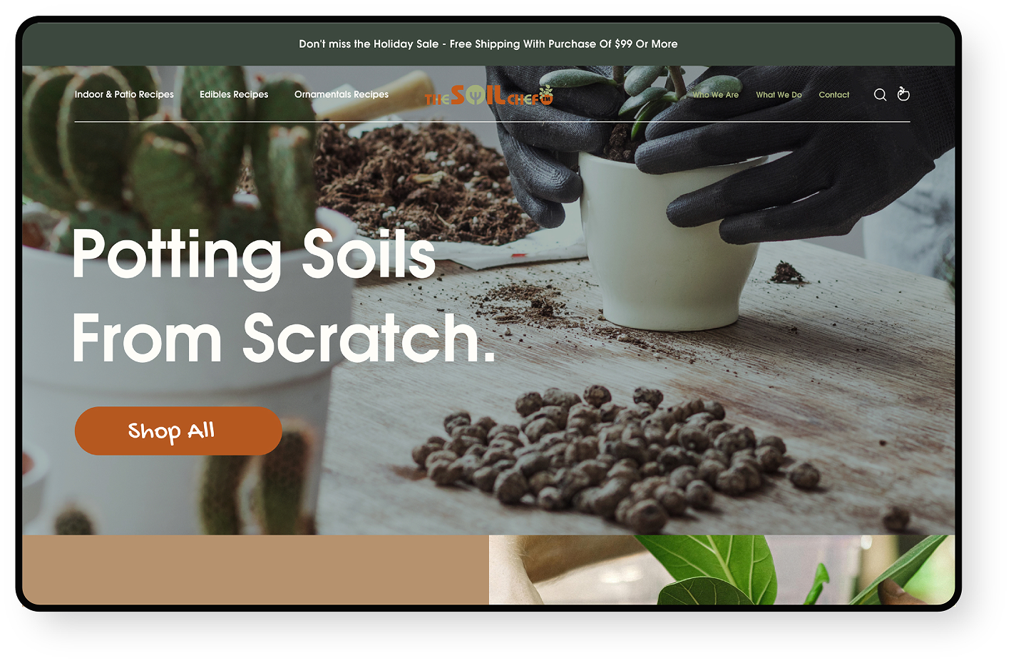 The Soil Chef desktop e-commerce website