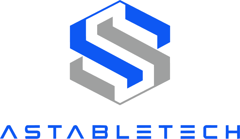 Blue and gray dimensional StableTech logo direction