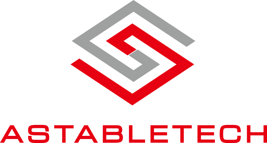 Red and gray geometric StableTech logo direction