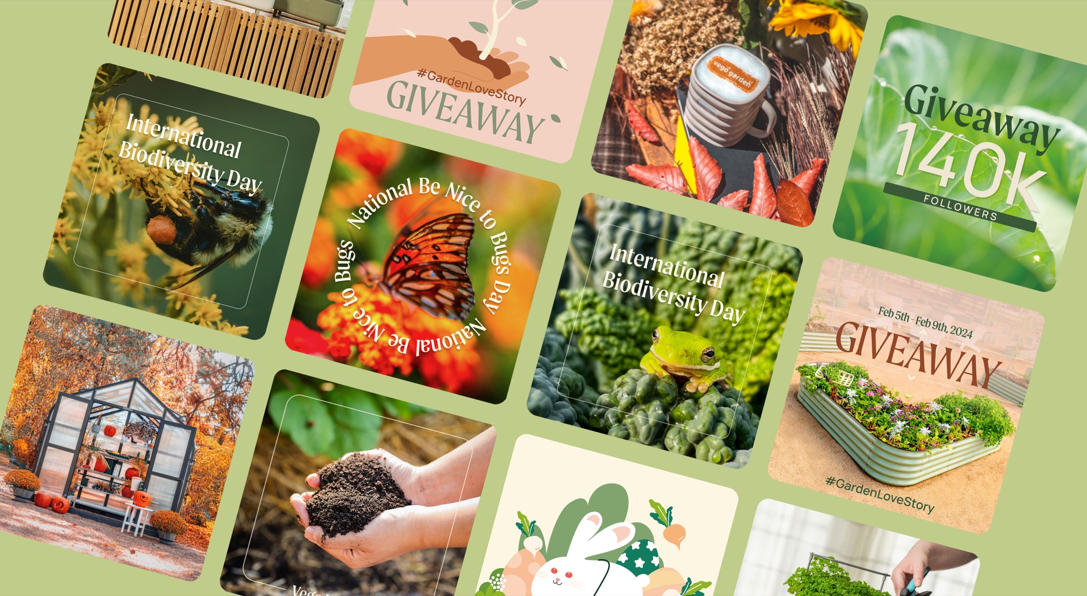 Collection of Vego Garden social media campaign designs