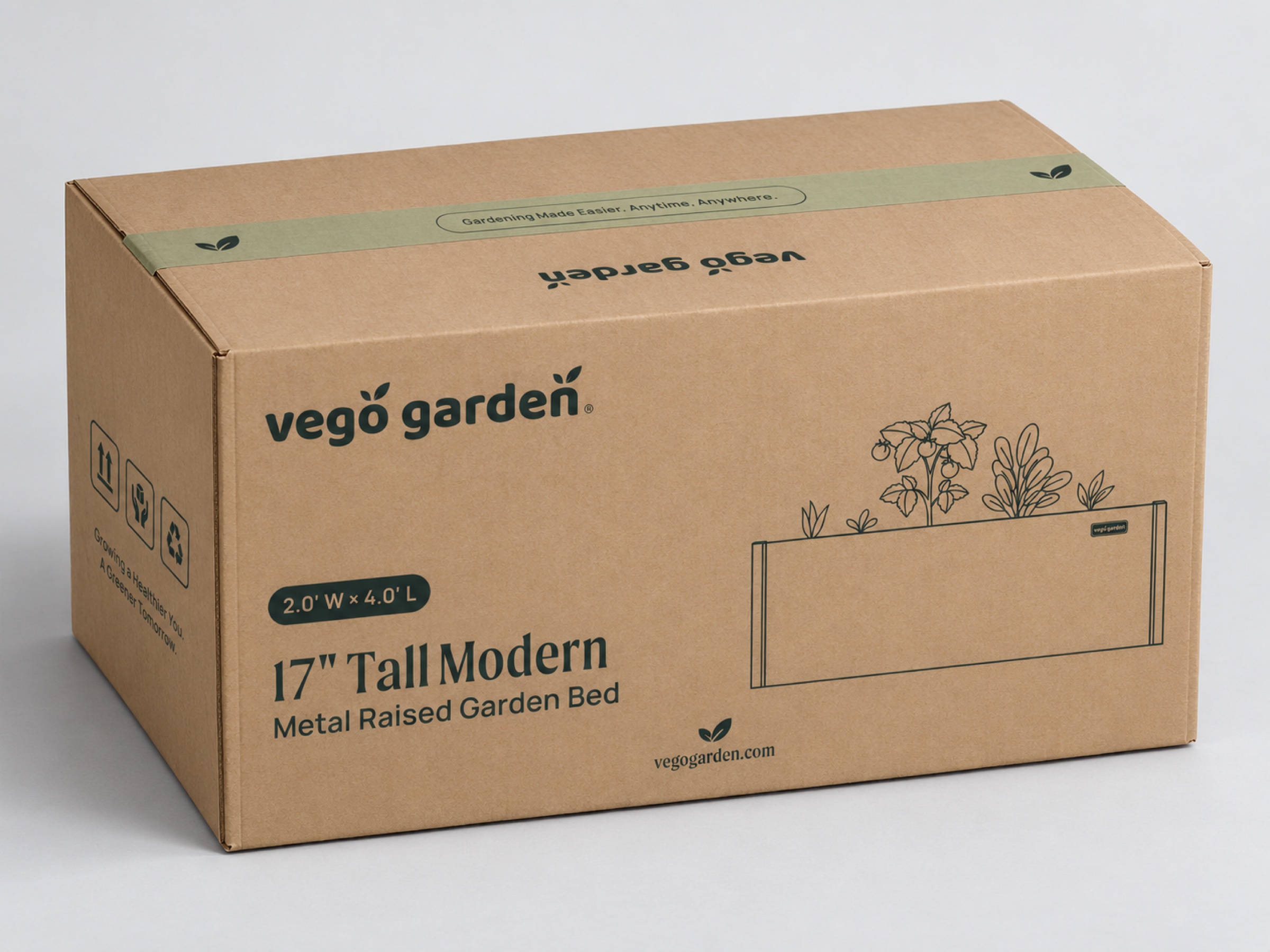Vego Garden Tall Modern raised garden bed shipping packaging