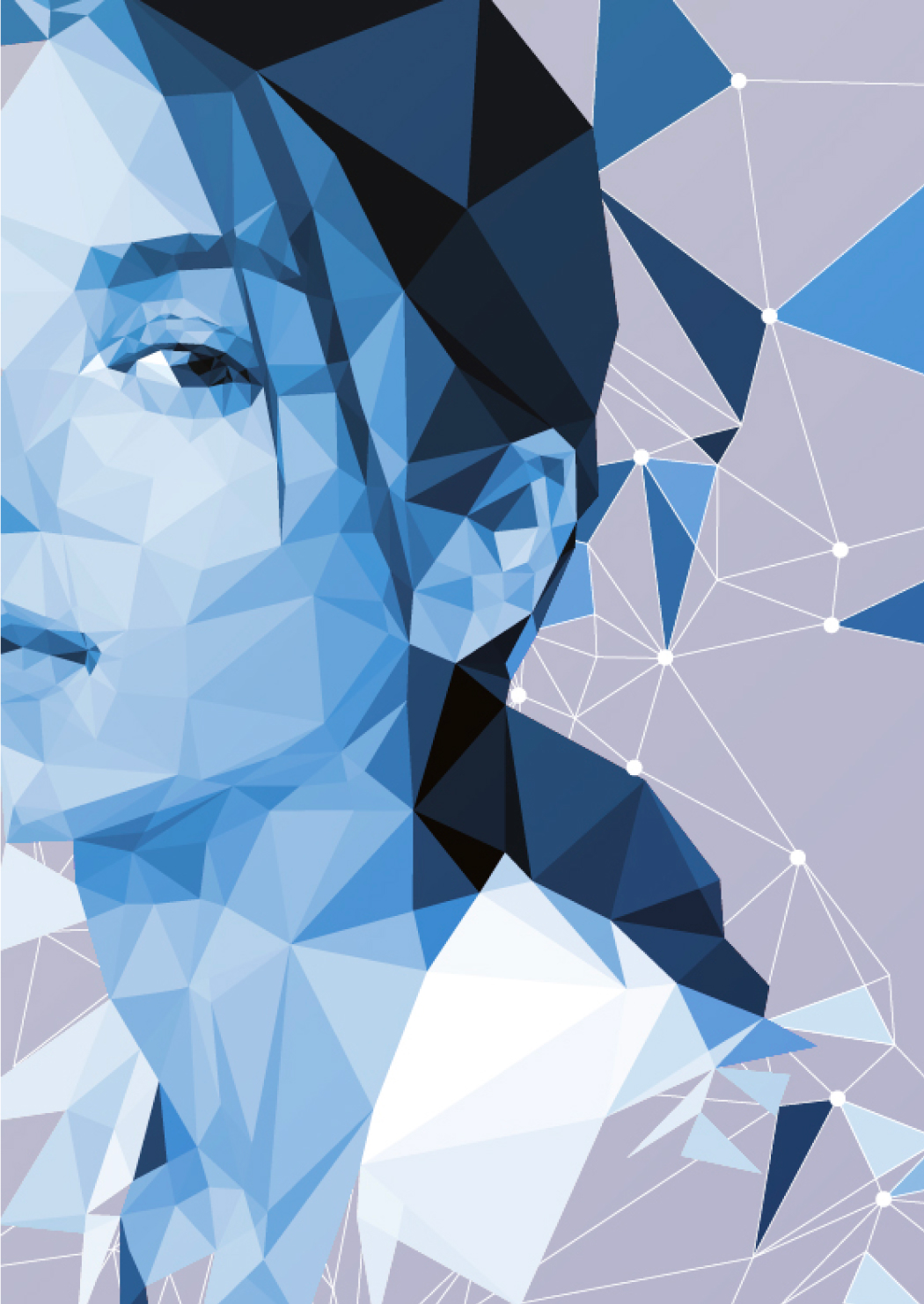 Blue low-poly portrait illustration